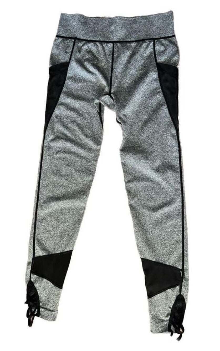 Soho Girls Athletic Leggings with Mesh Panels and Cutout Hems
